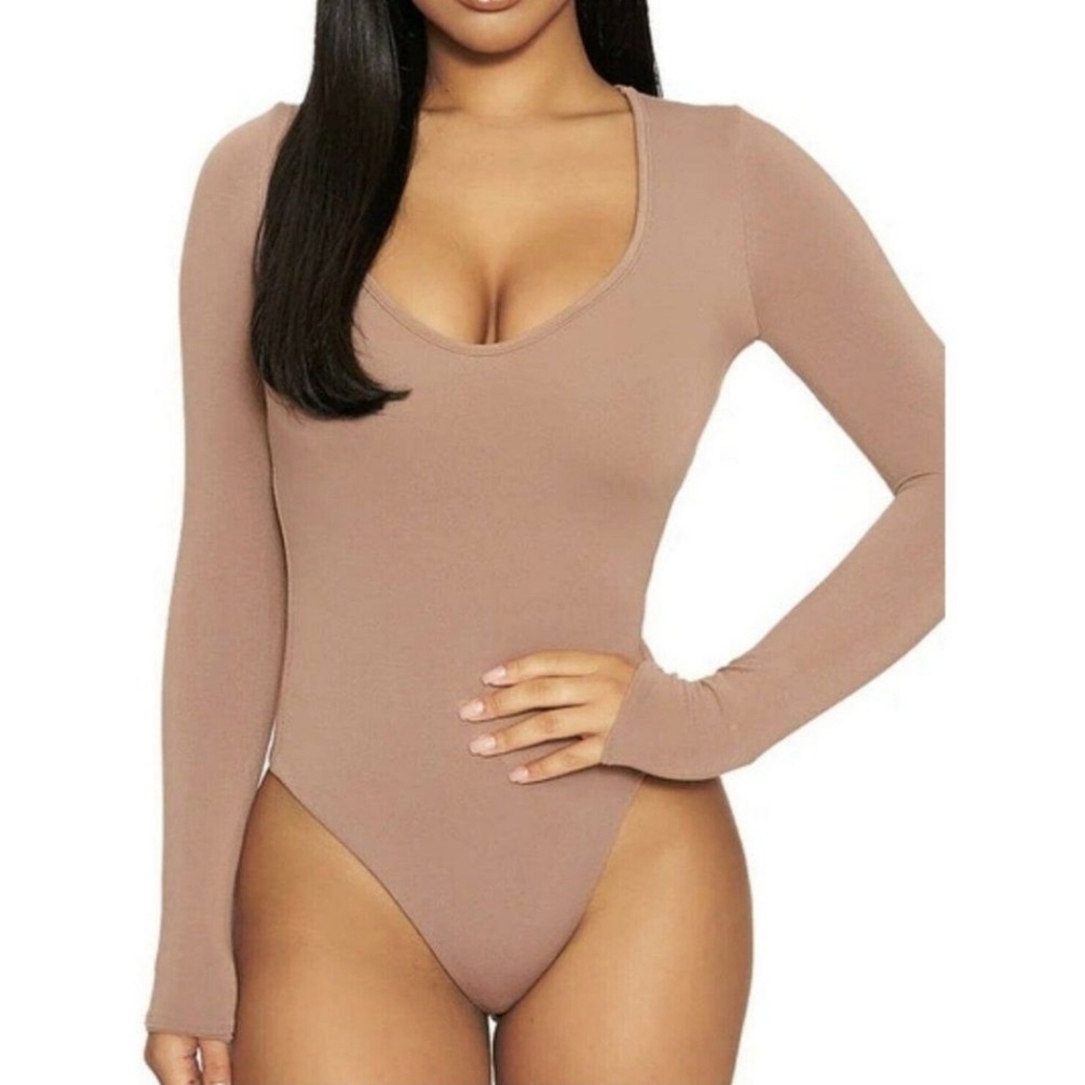 naked wardrobe v-ery plunged bodysuit size XL